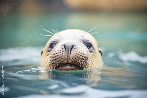 a seal poking its head above water © studioworkstock