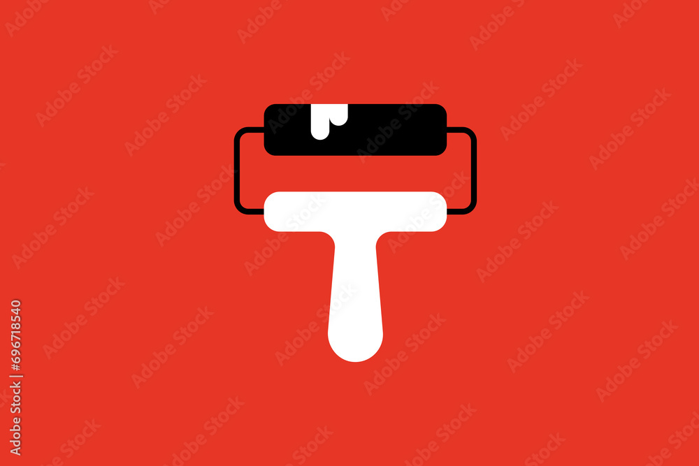 paint roller illustration. Vector illustration in flat style design. paint roller illustration. Vector illustration in flat style design.
