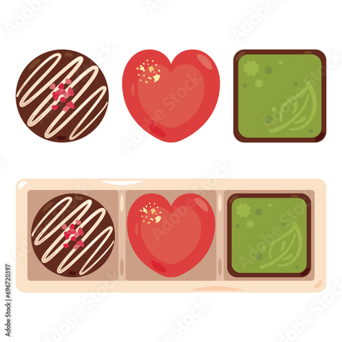 チョコレートが3個入った蓋なし箱セット1