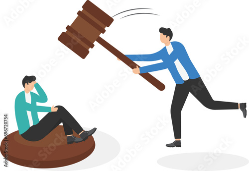 Businessman hold a big gavel for Justice and the others plead design vector illustration

