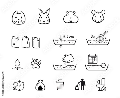 A set of icons for pets. The outline icons are well scalable and editable. Contrasting elements are good for different backgrounds. EPS10.
