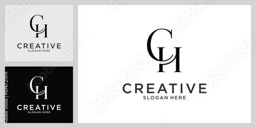 CH or HC initial letter logo design vector. photo