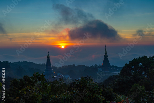 morning sunrise Doi Inthanon mountain in Chiang Mai, Thailand © PRASERT