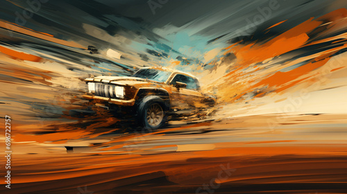 An abstract off-road 4x4 car
