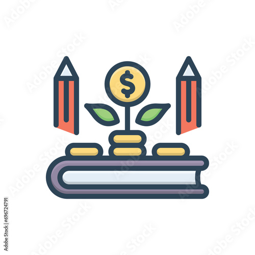 Color illustration icon for educational cost 