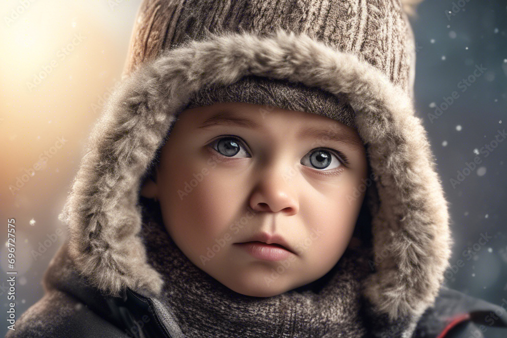 portrait of a child in a fur hat