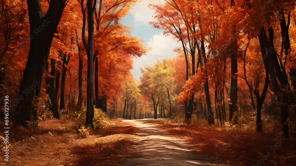 Beautiful fall landscape showing trees