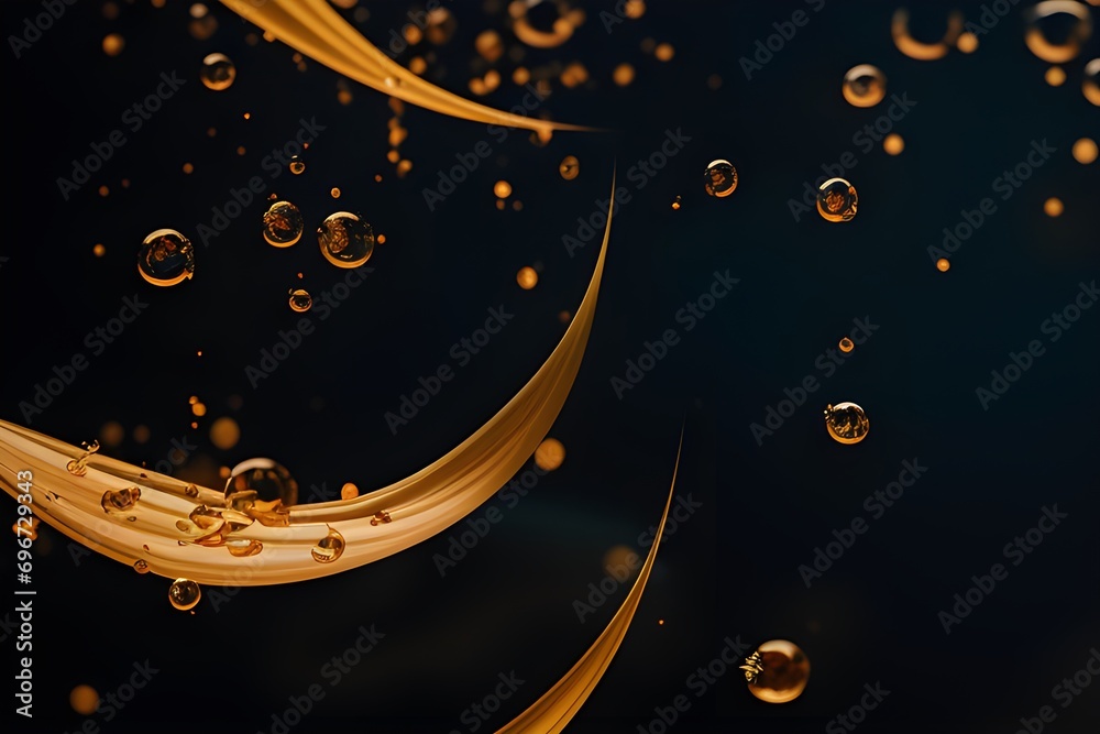 Fototapeta premium abstract background with golden bubbles for xmas
