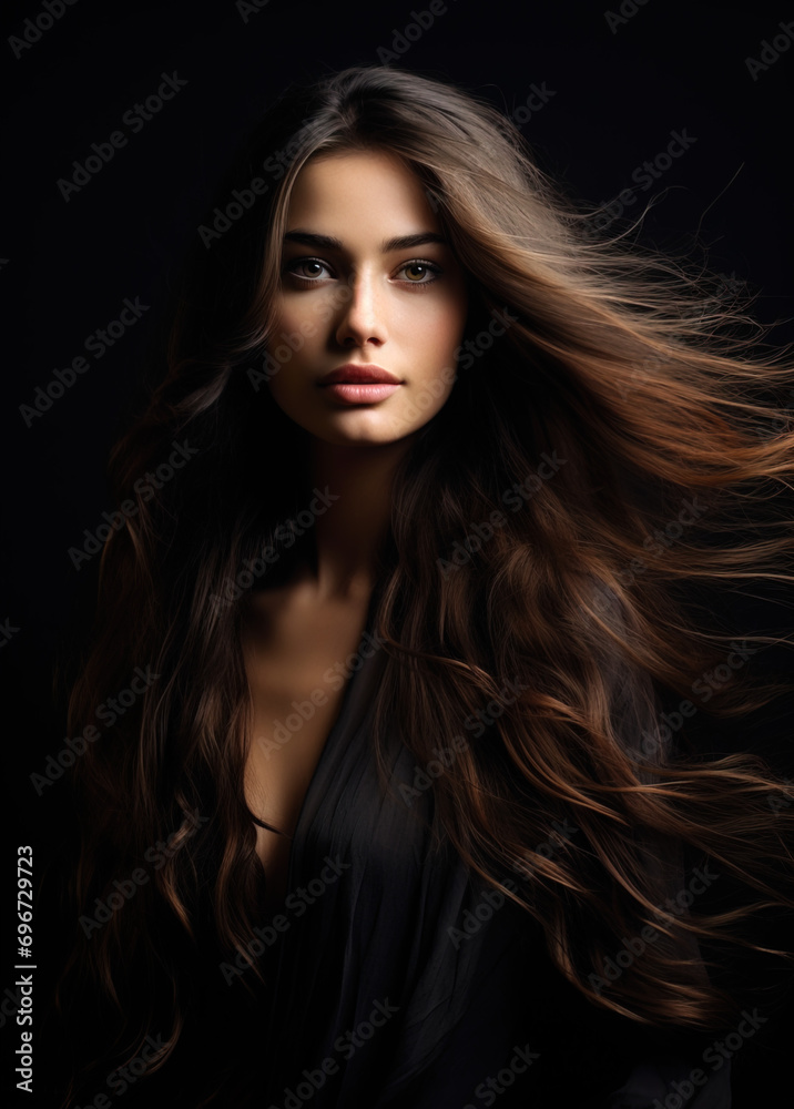 Portrait of a woman with long hair