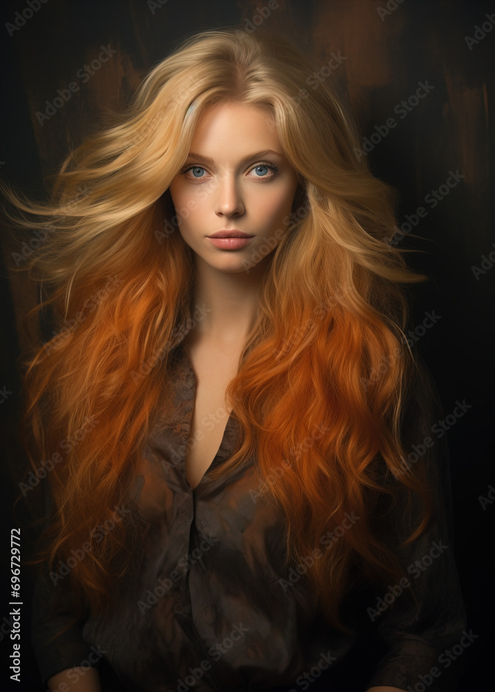 Portrait of a woman with long hair Portrait of a woman with long hair