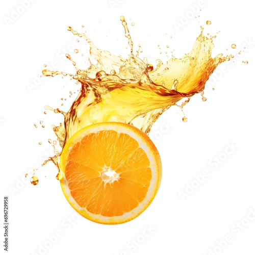 Orange Slice with Splash isolated on transparent background