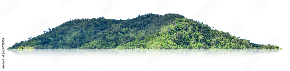 Mountain The isolated island has a shadow on a white background along the path. Mountain The isolated island has a shadow on a white background along the path.
