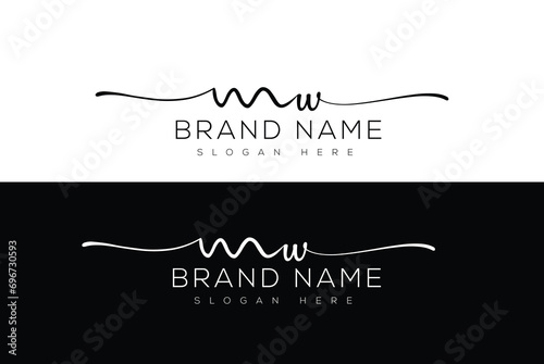 Mw  handwriting and signature logo vector design  photo