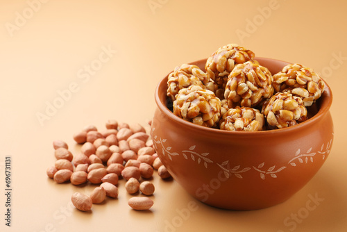 peanut chikki nut ball, a healthy snack photo