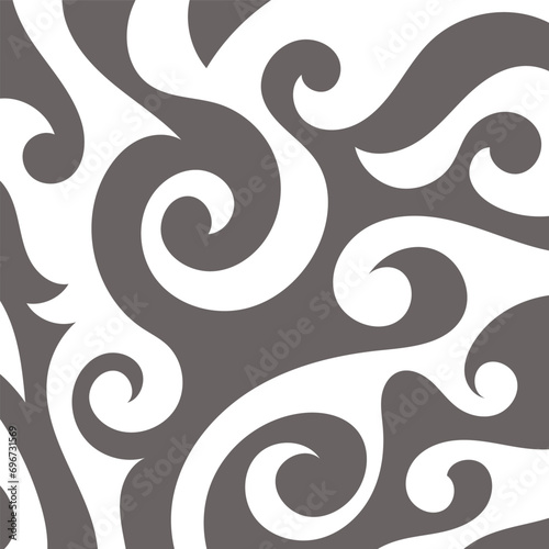 Abstract square background with swirly curves texture ornaments.