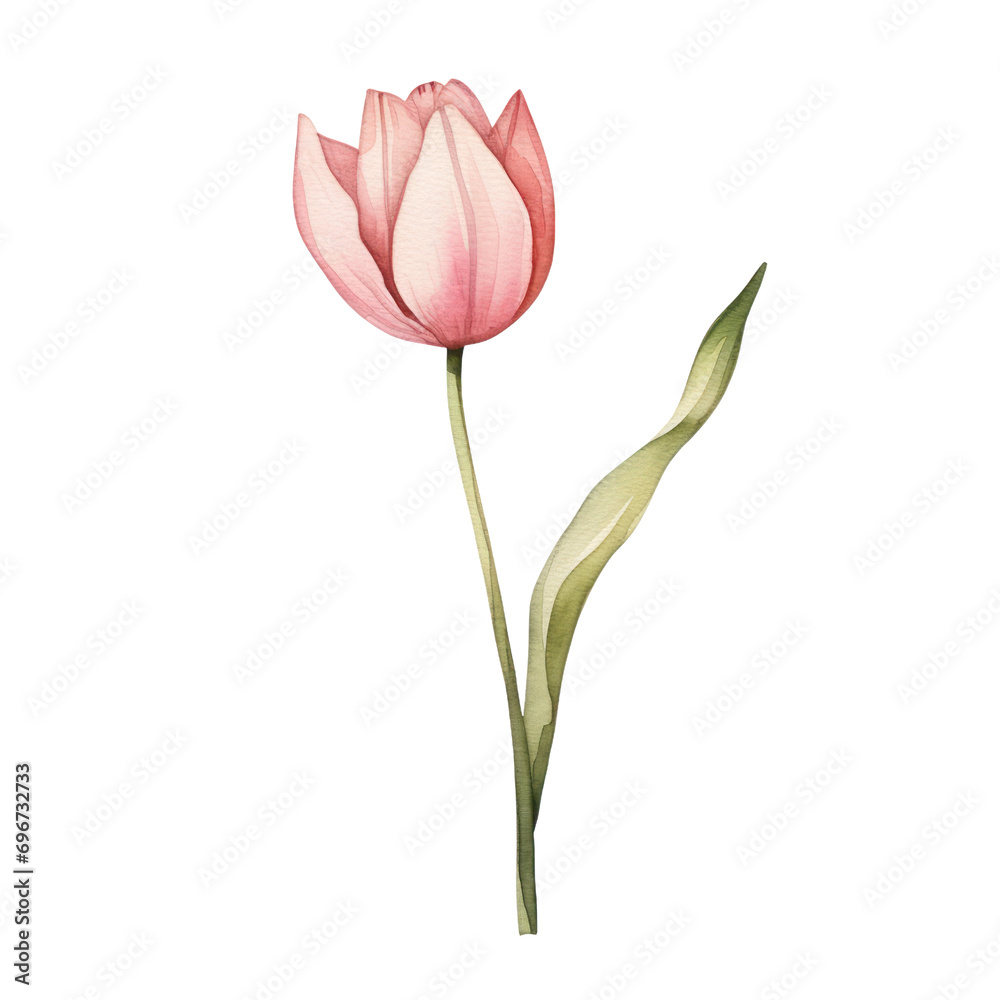 Watercolor illustration of a tulip flower isolated on background. PNG transparent background. Watercolor illustration of a tulip flower isolated on background. PNG transparent background.
