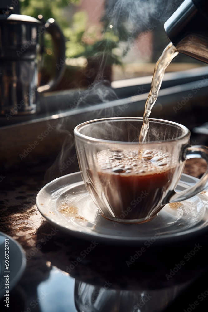 A simple yet satisfying image of coffee being poured into a cup. Perfect for coffee lovers and beverage-related projects A simple yet satisfying image of coffee being poured into a cup. Perfect for coffee lovers and beverage-related projects