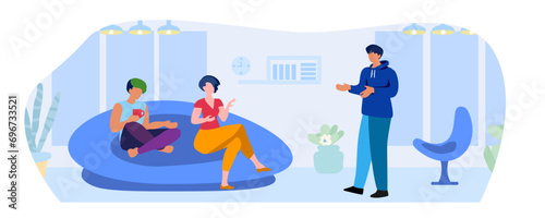 Group psychotherapy concep, сartoon flat vector illustration