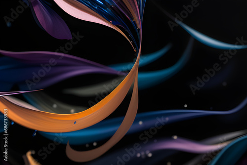 abstract background with floating ribbons