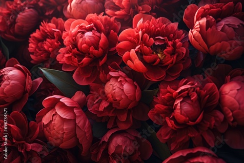 A close up view of a bunch of red flowers. Perfect for adding a pop of color to any project © Fotograf