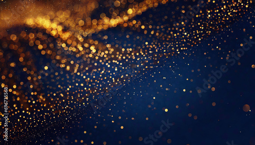 Celestial Elegance: Dark Blue and Gold Particle Symphony. Generative AI