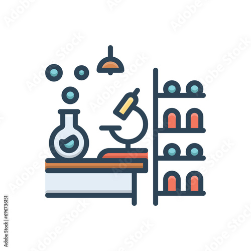 Color illustration icon for laboratory 