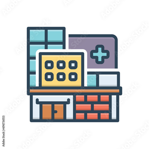Color illustration icon for hospital 