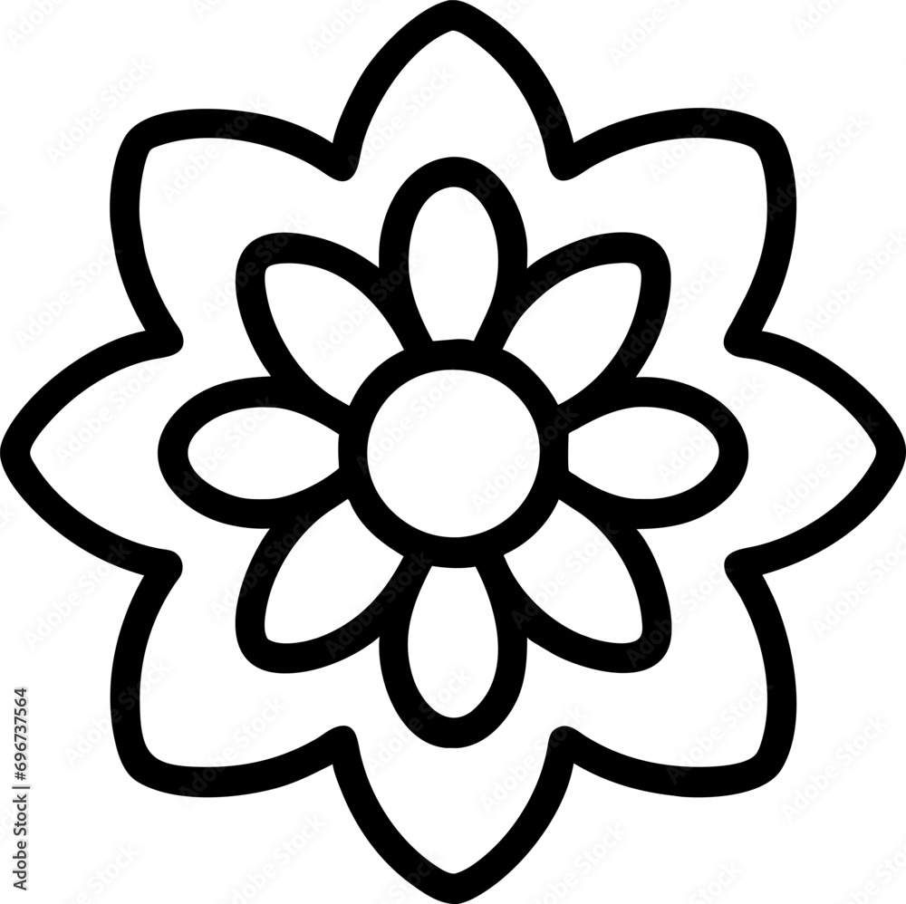 beautiful flower outline isolated in white and black colors beautiful flower outline isolated in white and black colors