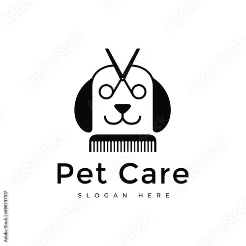 business pet grooming brand animal salon logo design graphic vector