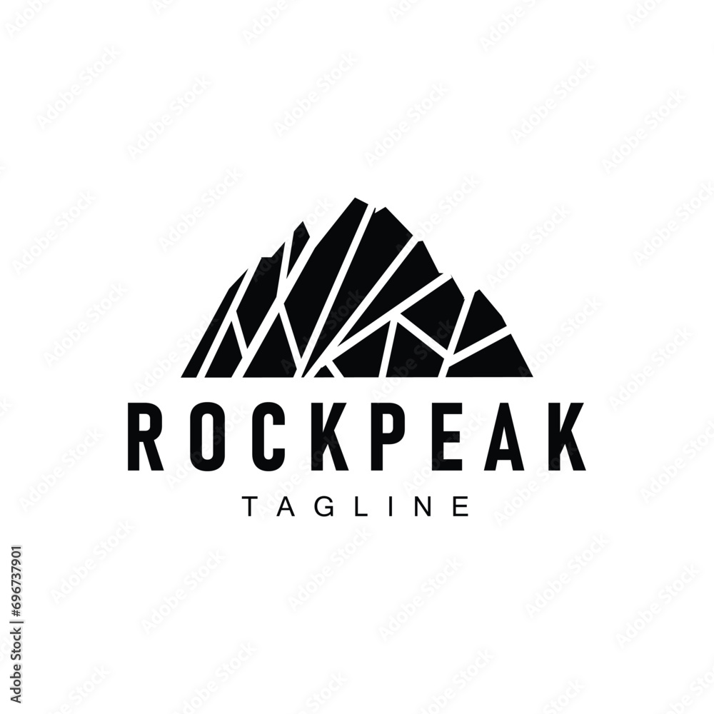 Simple mountain peak logo line rock illustration landscape design