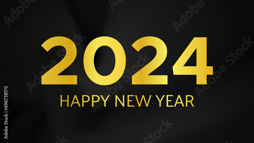 2024 Happy New Year on dark silk background