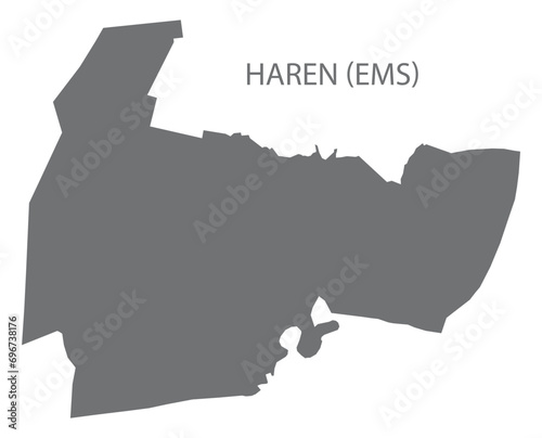 Haren (Ems) German city map grey illustration silhouette shape