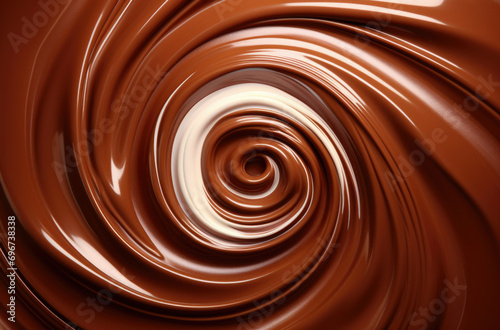 swirl of melted dark chocolate background, sweet liquid cocoa dessert.