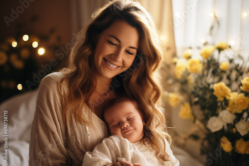 Happy Woman with Newborn