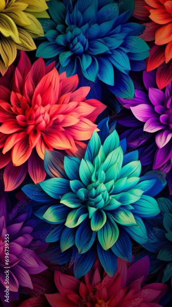 Abstract flowers of bright colors in a harmonious pattern Abstract flowers of bright colors in a harmonious pattern