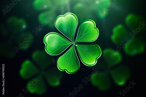 bright green clover close-up ST Patrick's day background generative ai