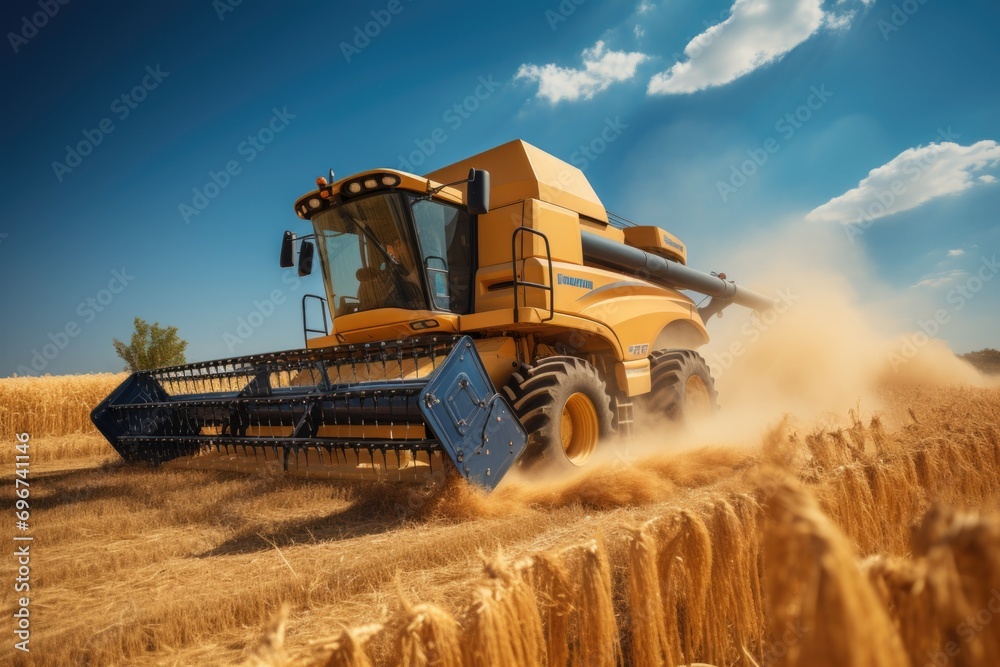 Obraz premium Tractor during the harvest, Generate with Ai