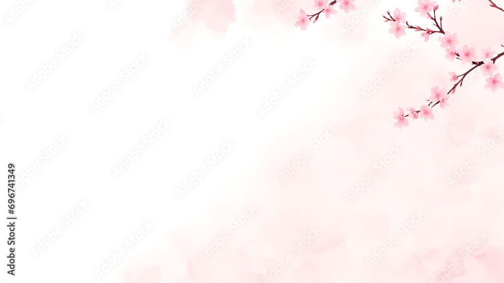 Cherry Blossoms on White Background. The copy space is large enough to accommodate a variety of text