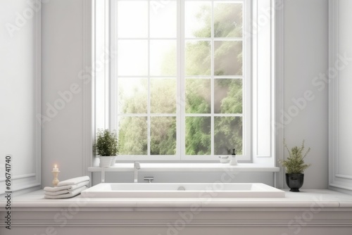 White spa bathroom. Soothing and comfortable room minimalist and modern style. Generate AI © nsit0108
