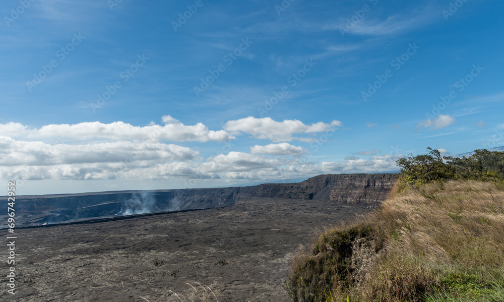 Scenic Kilauea Crater vista, Volcanoes National Park, Big Island of Hawaii