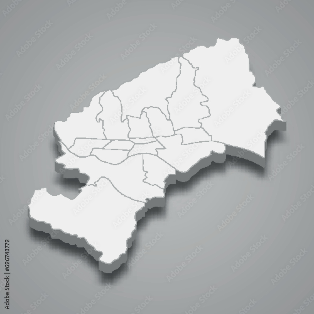 Fototapeta premium 3d isometric map of City of Zagreb is a county of Croatia