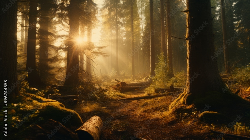 Obraz premium Soft warm light seeping through the trees