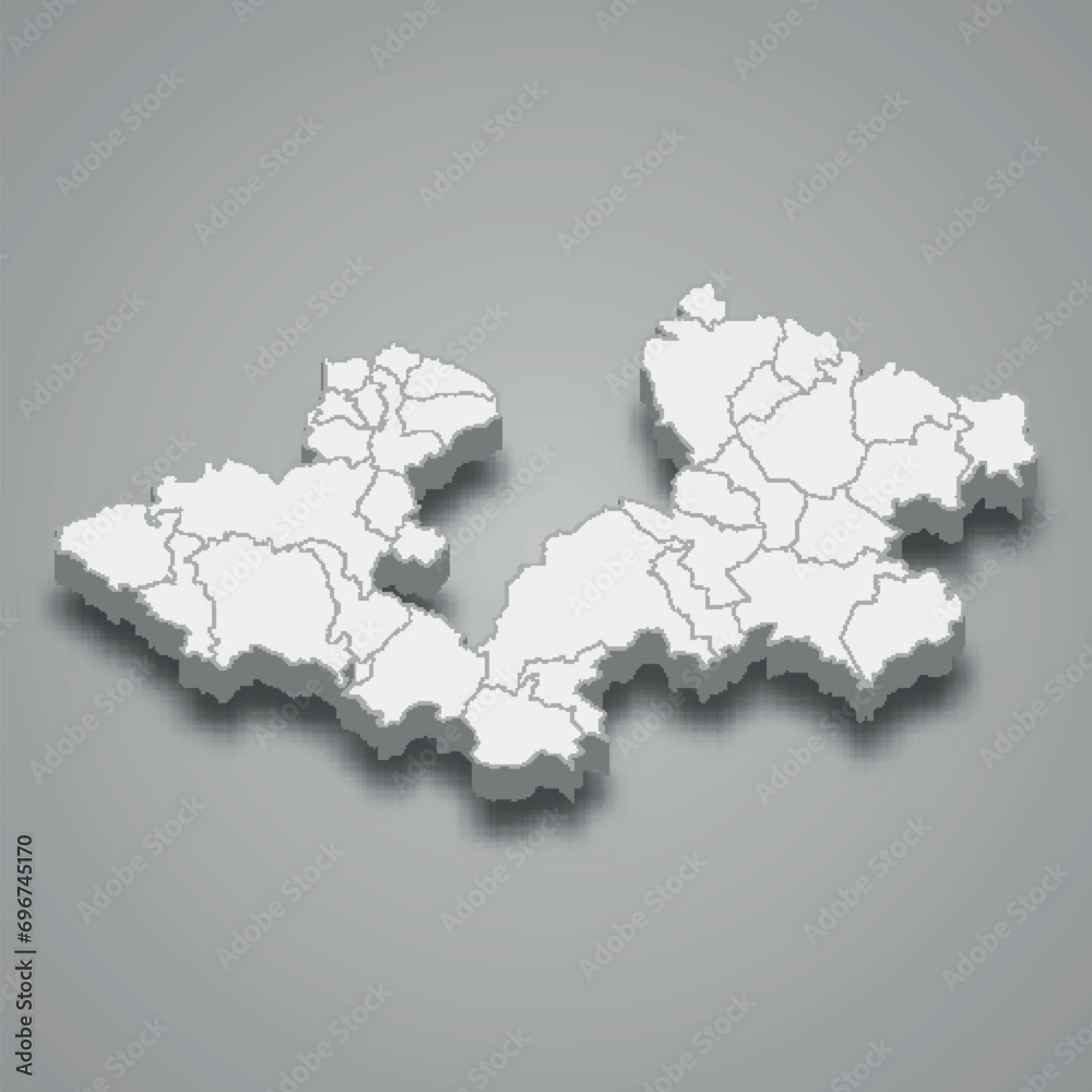 3d isometric map of Zagreb County is a county of Croatia