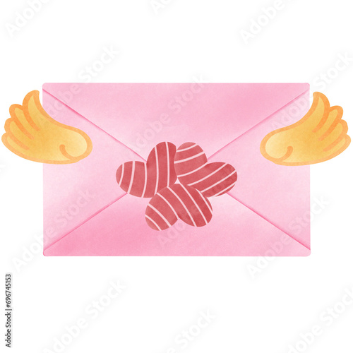 Watercolor love letter with wings