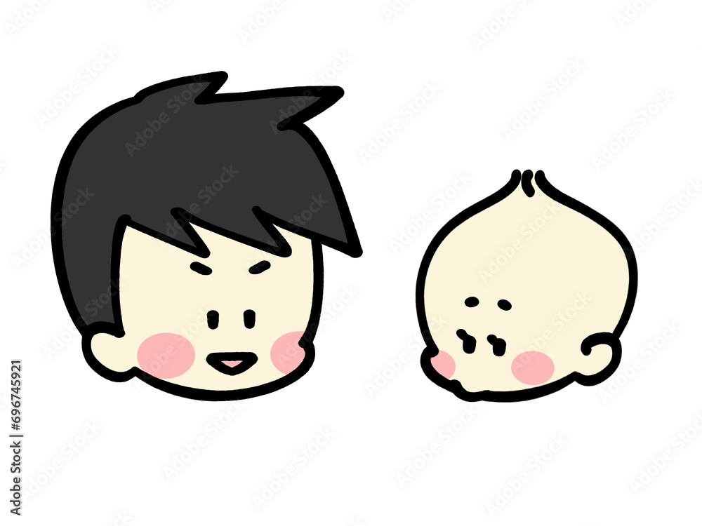 パパと赤ちゃん 親子の顔のみイラスト素材 パパと赤ちゃん 親子の顔のみイラスト素材