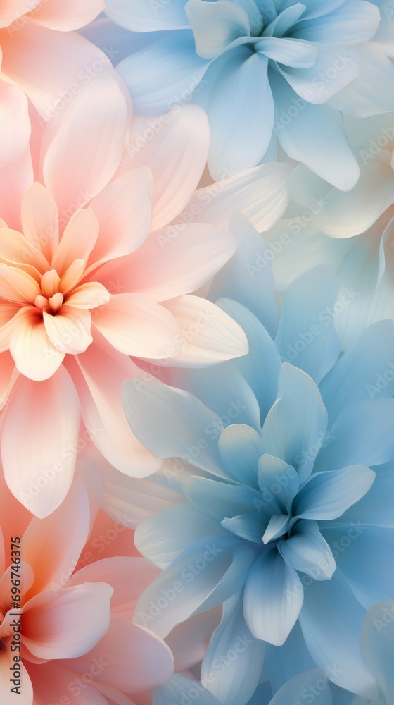 Pastel soft and delicate petals floating in an abstract garden