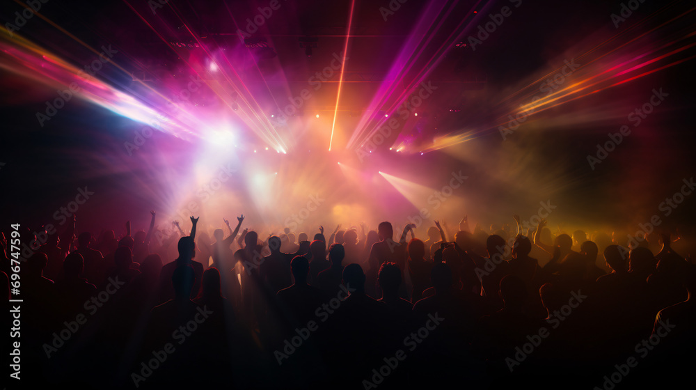 Crowd people dancing in the nightclub