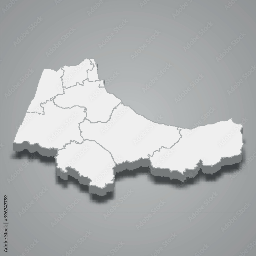 Fototapeta premium 3d isometric map of Tanger-Tetouan-Al Hoceima is a region of Morocco