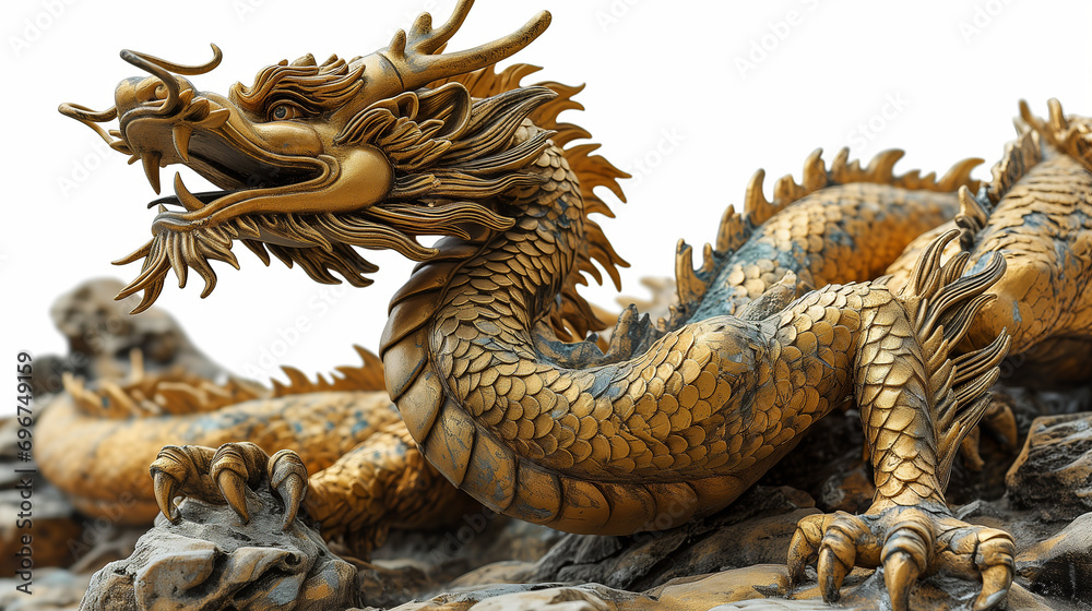 chinese dragon statue on white background chinese dragon statue on white background