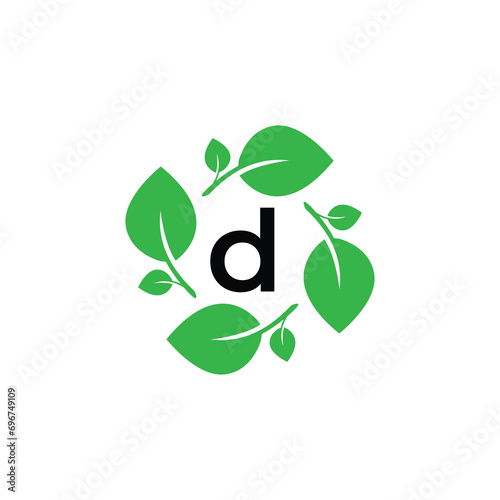 letter d organic leaf botanical product modern logo design graphic vector © NUR